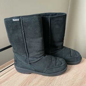 Bearpaw Dream Black Tall Shearling Boots US 8 EU 39 Suede Wool Womens